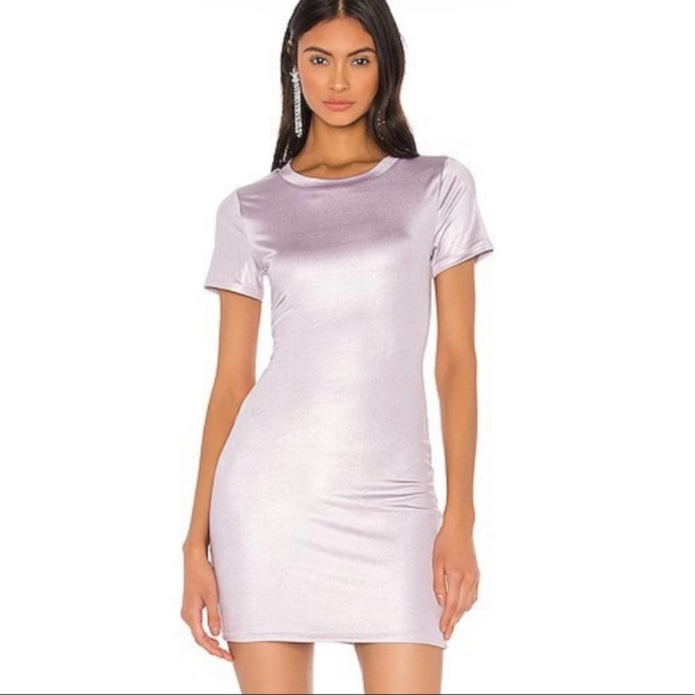 NWT Revolve H:ours Margot Metallic Shimmer Purple T-Shirt Dress XS